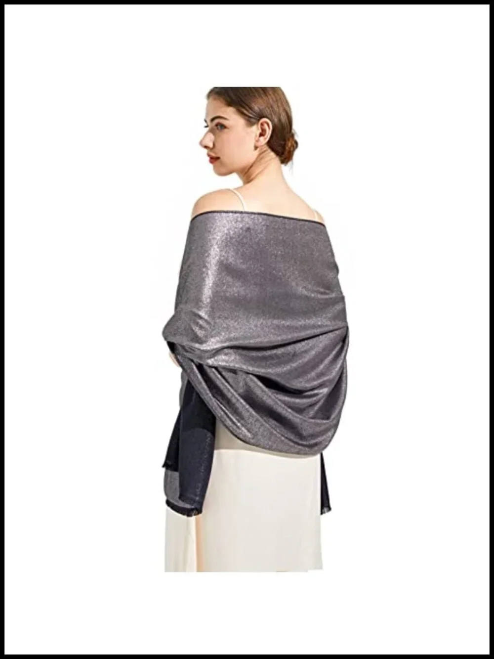 Sparkly Metallic Pashmina Shawl Wrap for Evening Formal Party Dressy